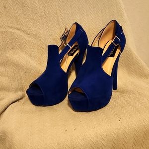 SEXY Blue Suede Open Toe Heels 💙